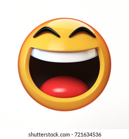 LoL Emoji isolated on white background, laughing face emoticon 3d rendering