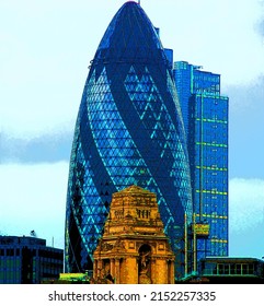 LONDON 06 01 2012: The Modern 30 St Mary Axe. The Building, Called Swiss Re Building Or Informally The Gherkin, Was Damaged In 1992 By A Bomb Placed By The Provisional IRA.