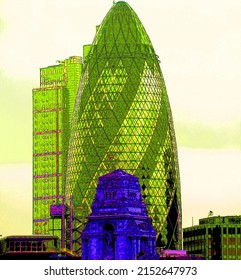 LONDON 06 01 2012: The Modern 30 St Mary Axe. The Building, Called Swiss Re Building Or Informally The Gherkin, Was Damaged In 1992 By A Bomb Placed By The Provisional IRA.