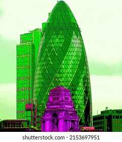 LONDON 06 01 2012: The Modern 30 St Mary Axe. The Building, Called Swiss Re Building Or Informally The Gherkin, Was Damaged In 1992 By A Bomb Placed By The Provisional IRA.