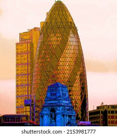 LONDON 06 01 2012: The Modern 30 St Mary Axe. The Building, Called Swiss Re Building Or Informally The Gherkin, Was Damaged In 1992 By A Bomb Placed By The Provisional IRA.