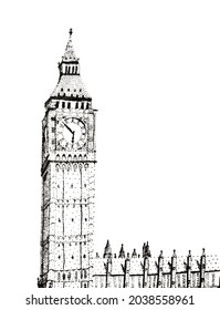 London Clock Tower Pointillism Drawing Stock Illustration 2038558961 ...