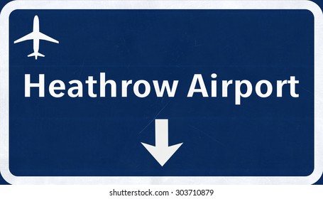 London Heathrow England United Kingdom Airport Highway Sign 2D Illustration