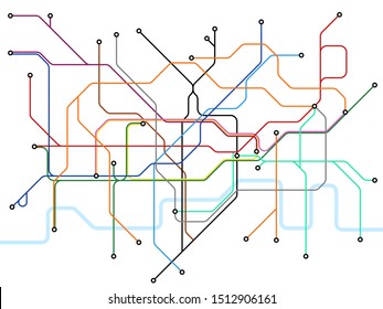 London Underground Map. Subway Public Transportation Scheme. Uk Train Station Plan