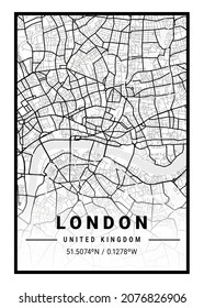 London - United Kingdom Light City Map