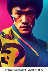 London, United Kingdom - September 26 2022: A King Of Kung Fu. Digital Art Painting.