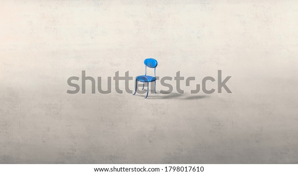 寂しい椅子 悲しいうつ病のみ 孤独感のコンセプトアート イラストの描画 感動的なアート のイラスト素材
