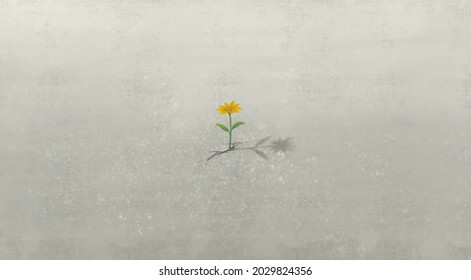 Lonely flower, hope freedom alone and loneliness concept, 3d illustration, graphic design, minimal - Powered by Shutterstock