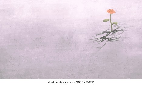 Lonely flower, hope freedom alone and loneliness concept, 3d illustration, graphic design, minimal - Powered by Shutterstock