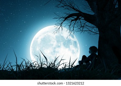 Sad Moon Hd Stock Images Shutterstock