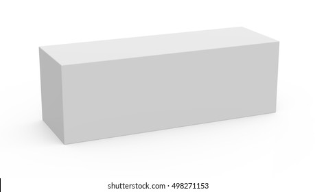 long box white box packaging template  3d rendering isolated white background