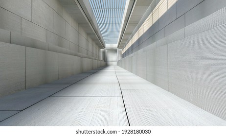 Long corridor background. 3d illustration