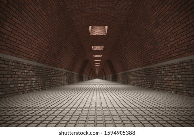 long corridor, interior visualization, 3D illustration