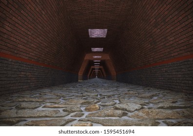 long corridor, interior visualization, 3D illustration