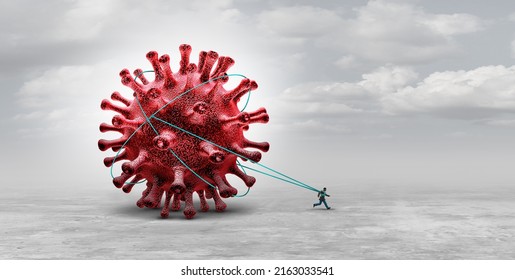 long Covid syndrome and coronavirus pandemic symptoms that persist as a burden concept or being tied trapped as a hauler of a virus infection with 3D illustration elements.