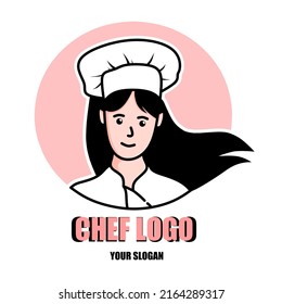 Long Haired Female Chef Logo