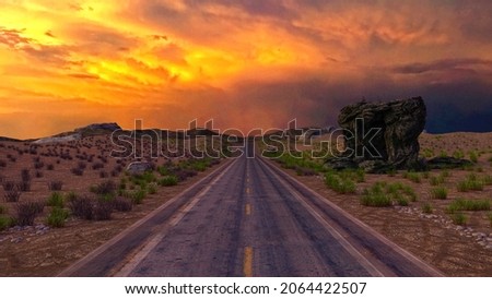 Similar – Image, Stock Photo road to nowhere | road to the moroccan hinterland