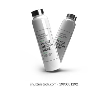 Long Rounded Plastic Bottle 3D Illustration Mockup Scene on Isolated Background