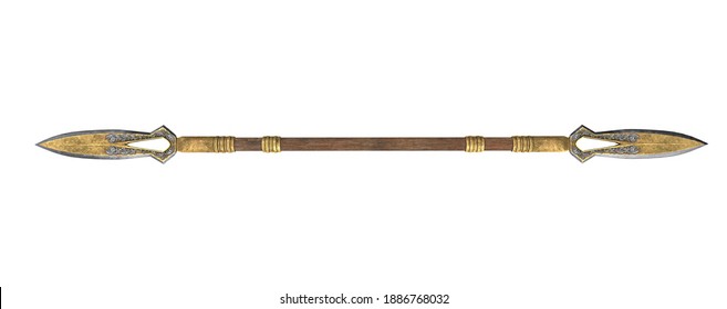 Long Spear, Weapon, On An Isolated White Background. 3d Illustration