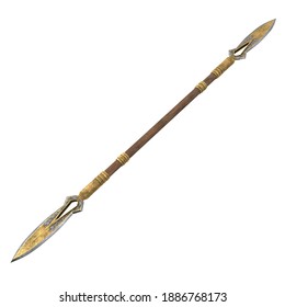 Long Spear, Weapon, On An Isolated White Background. 3d Illustration