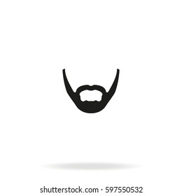 Long Stubble Beard Style. Beard And Mustache Icon.