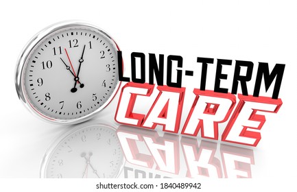 Long-Term Care Clock Time Insurance Health Plan Policy 3d Illustration