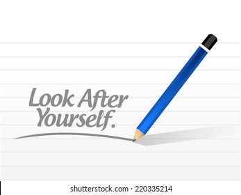 Look After Yourself Message Illustration Design Over A White Background