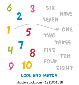 look match numbers 1 10 kids stock illustration 1211951518