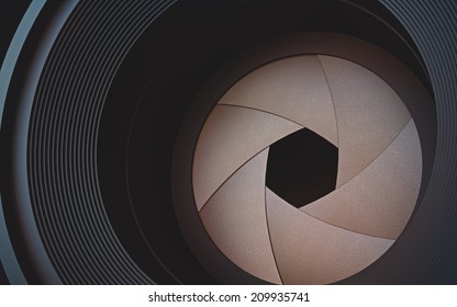 Looking Through The Lens Camera. The Diaphragm In Macro Photography.