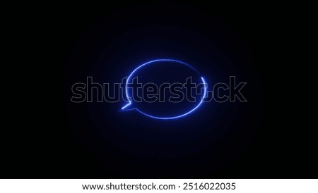 Loop neon iconic speech bubbles in bright neon lights. Chat message. Black background