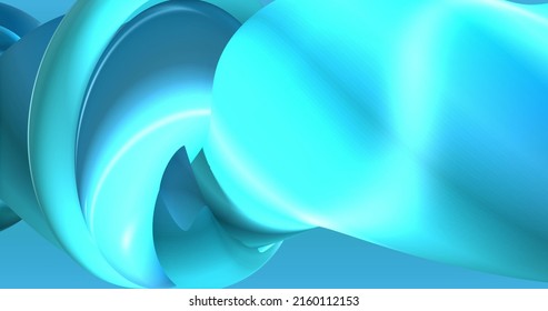 Looped Footage. Abstract Light Blue Background With Dynamic Blue 3d Lines. 3D Animation Of Blue Lines. Modern Video Background, Animated, Screensaver, Copy Space.