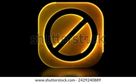 Looping glowing neon effect. Stop icon. Black background.