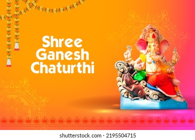 Lord Ganpati Idol Statue For Happy Ganesh Chaturthi Festival Of India