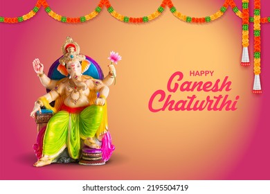 Lord Ganpati Idol Statue For Happy Ganesh Chaturthi Festival Of India