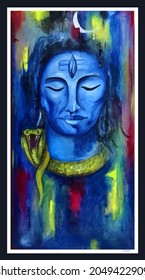 Lord Shiva Acrylic Painting On Canvas