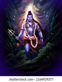 Lord Shiva (Hindu God) Walking Through Himalaya