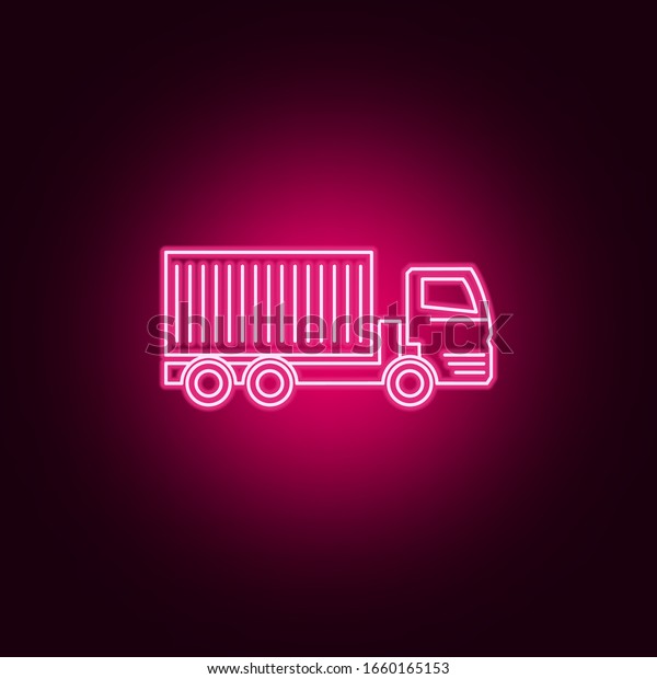 lorry\
with a trailer neon icon. Elements of Transport set. Simple icon\
for websites, web design, mobile app, info\
graphics