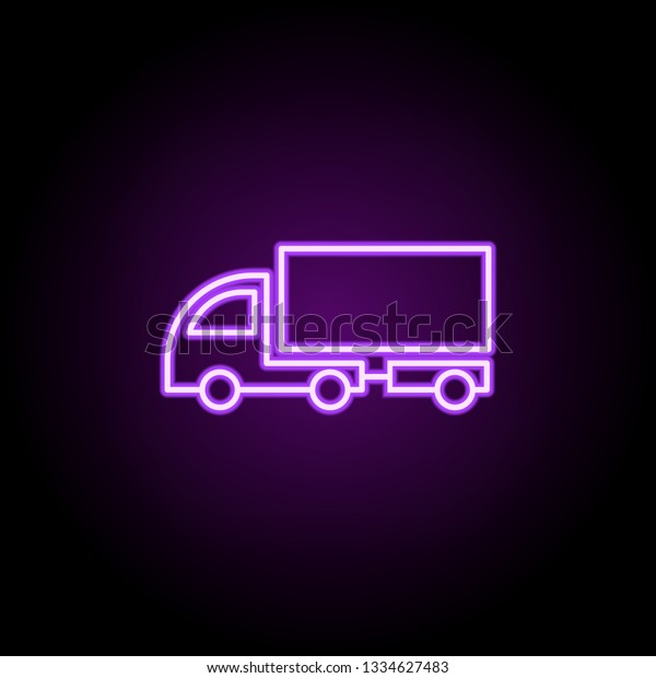 lorry with a trailer outline icon. Elements of\
Cargo logistic in neon style icons. Simple icon for websites, web\
design, mobile app, info\
graphics
