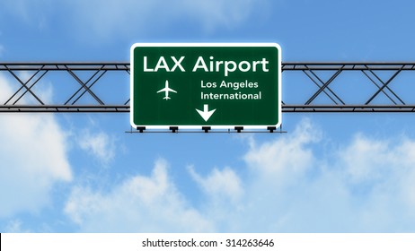 Los Angeles LAX USA Airport Highway Sign 3D Illustration