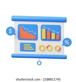 Loss Metrics Presentation Screen 3D Icon