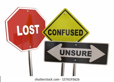 Lost Confused Unsure Uncertainty Road Signs 3d Illustration