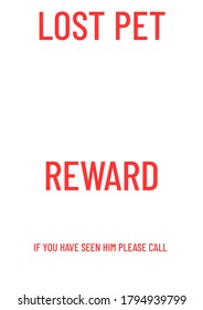 Lost Pet Poster Template. Missing Banner Design