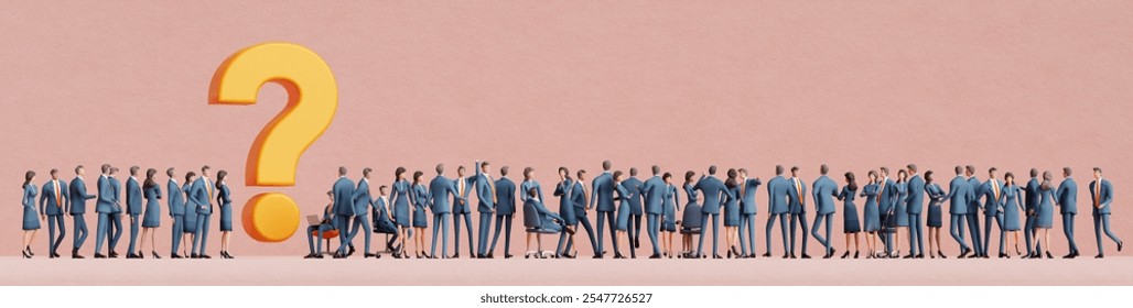 Lots of business people meet together at conference, meeting, discussing problems, sharing ideas. Business communication wide illustration 3d Rendering - Powered by Shutterstock