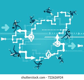 Lots Business People Running Jumping Around Stock Illustration ...