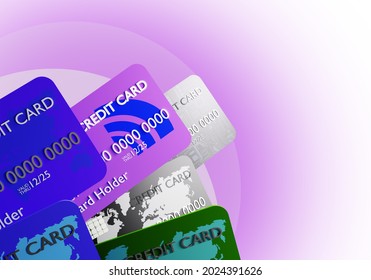 Lots Of Credit Cards. Plastic Cards Of Different Banks. Credit Cards Of Different Colors. Cashless Metaphor. Payment By Bank Transfer. Banking Background. Credit Union Concept. 3d Rendering