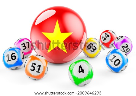 Lotto balls with Vietnamese flag. Lottery in Vietnam concept, 3D rendering isolated on white background