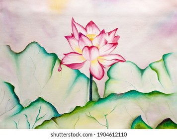 854 Lotus canvas painting Images, Stock Photos & Vectors | Shutterstock