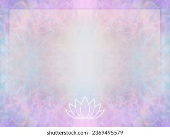 Lotus flower outline logo memo frame template - lotus symbol in bottom centre on pale pink blue lilac frame border background ideal for award, diploma, advert, invitation, event or course content
 - Powered by Shutterstock