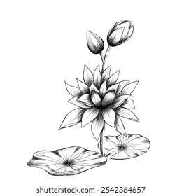 lotus flower pen artwork isolated on white background - Powered by Shutterstock