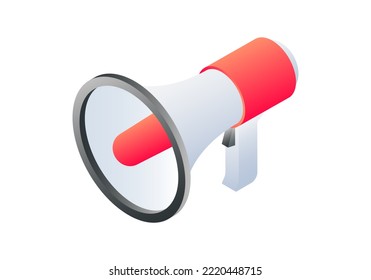 Loudspeaker Or Megaphone Isometric Icon. Loud Speaker 3d Illustration. Bullhorn Symbol.